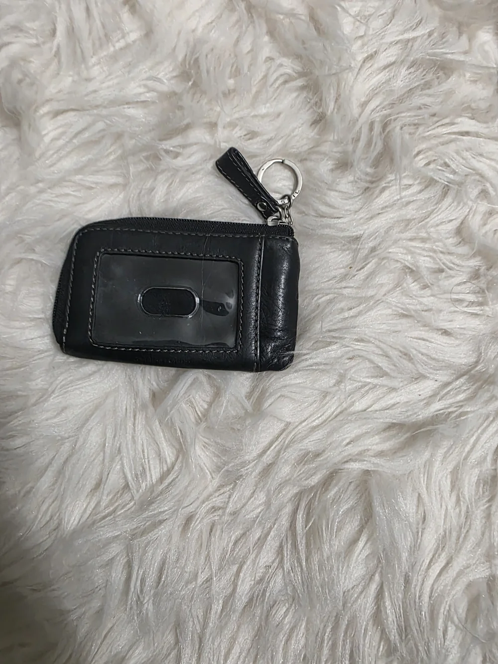 Fossil Black Leather Key & Card Holder with Zip